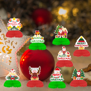 Décorations de table en nid d'abeille de Noël, lot de 9 pièces, décorations découpées en papier pour la décoration de bureau pendant les fêtes - Product Image 1