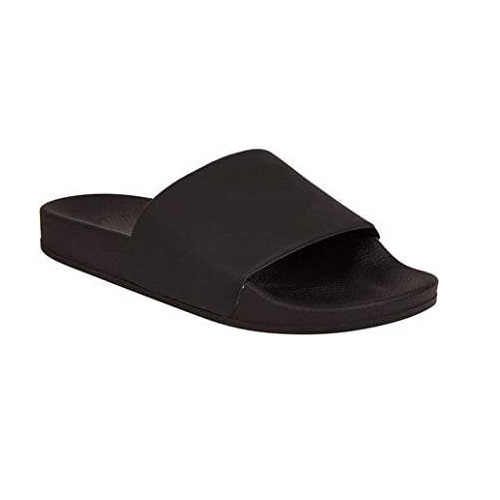 womens plain black sliders