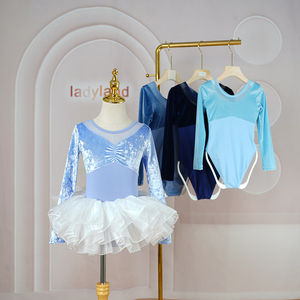 Populer modis anak perempuan anak-anak thong lengan panjang gadis beludru rok balet <span class=keywords><strong>leotard</strong></span> gaun kostum - Product Image 2
