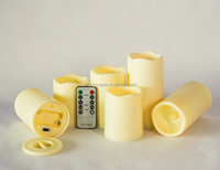 Set 3 Lilin Pilar LED Tanpa Api Bahan Plastik Kontrol Jarak Jauh Ramah Lingkungan untuk Halloween Diwali Ramadan Pernikahan