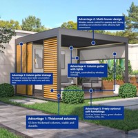 Auvent Bioclimatique Moderne Motorisé Rétractable à Lames Pliantes en Aluminium, Écologique, Anti-Pourriture, avec Cadre en Acier Inoxydable Étanche