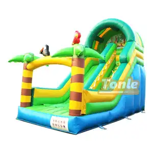 Forest animal kids slide inflatable tropical dry slide for sale