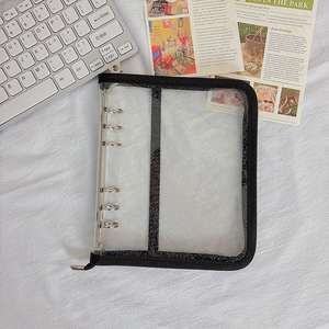 Couverture d'<span class=keywords><strong>agenda</strong></span> à feuilles mobiles transparente personnalisée agendas en PVC multicolore classeur de Journal classeur à anneaux classeur en vinyle Bling couverture de planificateur - Product Image 3