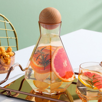 Ensemble de Carafe à eau et pichet en verre Borosilicate de 1300ml, avec couvercle à bille et gobelet