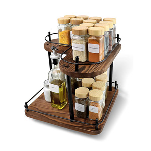 Étagère de rangement transfrontalière en bois et fer, étagère à épices pour comptoir de cuisine, étagère de rangement double couche, usage domestique - Product Image 3