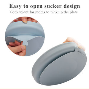 Ensemble <span class=keywords><strong>de</strong></span> vaisselle pour bébé en silicone avec <span class=keywords><strong>ventouse</strong></span> et compartiments, motif <span class=keywords><strong>de</strong></span> dessin animé, écologique et lavable au lave-vaisselle, avec couvercle pour assiette pour tout-petit - Product Image 2