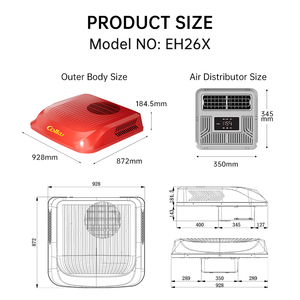 เครื่องปรับอากาศแบบโรตารี่คอมเพรสเซอร์ 24V สำหรับรถบรรทุก รถตู้ รถบ้าน พร้อมฟังก์ชั่นส่ายอัตโนมัติ - Product Image 2
