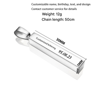 Collar con Colgante de Columna de los Deseos de Acero Inoxidable, Grabado Láser, Material para Grabar Nombres, Regalo para el Día de San Valentín - Product Image 3