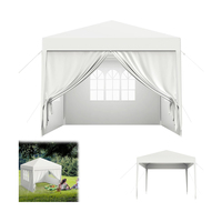 Pavillon de jardin à quatre parois, Tonnelle commerciale, Structure en acier thermolaqué blanc, Bras pliant, Rétractable, Manuel, Jardin libre