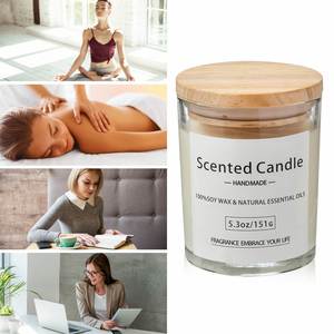 Oshine - Juego de 2 Velas Aromáticas de Cera de Soja Hechas a Mano con Aceites Esenciales Naturales en Frascos de Vidrio con Tapa de Madera para el Hogar y la Oficina - Product Image 3