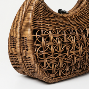 Rattan Handbag Natural Woven Handmade <b>String</b> Closure Shoulder Strap Customizable <b>Bag</b> for Daily Use Travel Casual Fashion Vietnam - Product Image 1