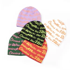 Berretti personalizzati di alta qualità in tutto il Logo in maglia Jacquard cappello invernale berretto