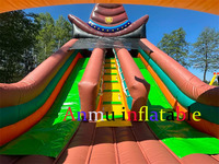 Toboggan gonflable sur le thème du Far West, toboggan commercial en PVC pour l'extérieur, aire de jeux gonflable western avec décorations de cactus
