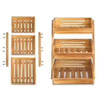 Étagère de rangement pour fruits, légumes et pain en bois de pin rustique, artisanale, durable et éco-responsable, 3 niveaux, style américain