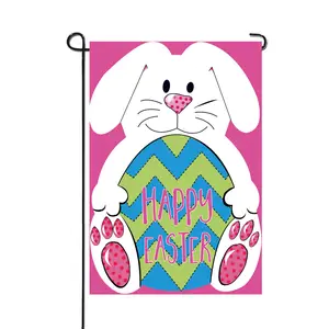 Nuovo Design Poly Burlap Blank poliestere autunno Graffiti Easter Garden Flag