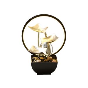 Fontaine d'eau circulante de bureau ronde avec rétroéclairage, décoration de luxe pour bureau, salon, maison, fontaine d'eau en fer illuminée - Product Image 5