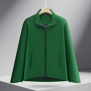 Stand Up Collar Windbreaker Jacket Unisex Solid Color Contrast With Inner Liner Workwear Winter - Product Image 1