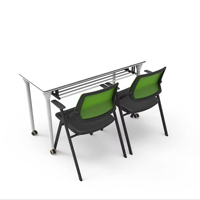 Üniversite classrom çift masa çelik çerçeve kitap sepeti cep ücretsiz kombine yuvarlak grup sohbet katlanabilir 1.2m 1.4m uzun masa