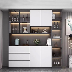 Grand buffet de cuisine moderne sur pied armoire haute salle à manger placard de rangement buffet étroit en bois blanc - Product Image 1