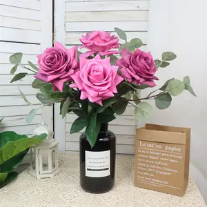 Künstliches gefühl feuchtigkeitsspendende echte oberfläche rose blume für wohnzimmer wandpaneel dekorative blumen kränze und pflanzen