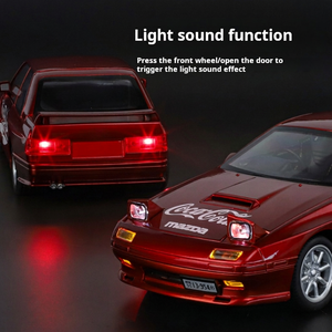 Modellino Auto Classica Rossa in Scala 1/24 in Lega Pressofusa con Fari a Scomparsa, 4 Porte Apribili, Funzione Pull-Back ed Effetti Sonori e Luminosi - Product Image 2