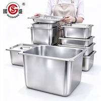 Bac Gastronorm en Acier Inoxydable avec Couvercle, Contenant Alimentaire Commercial Profond pour Buffet, Restaurant et Cuisine Domestique