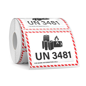 Pegatina de señal de advertencia de batería adhesiva fuerte <span class=keywords><strong>UN3481</strong></span> Etiqueta de precaución de envío Etiqueta <span class=keywords><strong>UN3481</strong></span> - Product Image 1