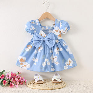 Summer New Pina Girls Robe de princesse à manches courtes Robe en coton pour enfants Col en O Robes florales pour filles - Product Image 3