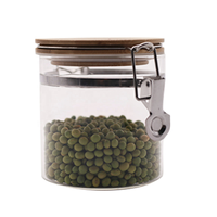 Pot de conservation alimentaire en verre borosilicate en gros avec couvercle en bambou à fermeture hermétique pour usage domestique