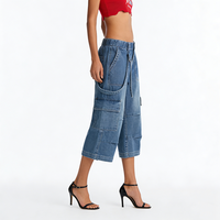 Pantalon cargo en jean délavé taille basse coupe droite pour femme, style vintage Y2K, déchiré, décontracté, longueur intégrale, idéal pour l'été