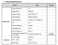 شاشة عرض صناعية AMOLED مقاس 7 بوصات بدقة 1080×1920 وسطوع 1000 شمعة/م2 مع لوحة لمس LTPS MIPI DSI