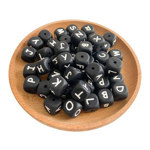 Perles de dentition <span class=keywords><strong>en</strong></span> silicone de qualité alimentaire sans BPA pour bébé, lettres de l'<span class=keywords><strong>alphabet</strong></span>, souples, 12 mm, bijoux <span class=keywords><strong>en</strong></span> <span class=keywords><strong>bois</strong></span> de qualité alimentaire sûrs - Product Image 5