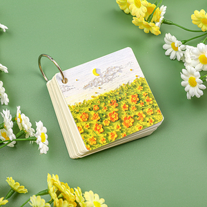 Anneau en fer étudiant bloc-notes peinture à l'huile paysage Portable petit vocabulaire anglais blanc cahier à feuilles mobiles 7x7cm personnalisé - Product Image 5