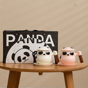 Tasse à thé en céramique One Mud Contains All Things Panda 301-400ml avec filtre pour coffret cadeau de bureau - Product Image 4