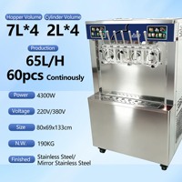 Máquina Comercial de Helado Suave de Acero Inoxidable con 7 Boquillas, Congelación Continua Vertical para Granizados y Leche Congelada