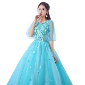 Ice Blue Violet Long Skirt Stage Performance Dress For Women Polyester Vocal Performance Art Exam Choir Costume - Product Image 5