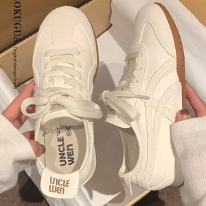 Retro Lace-Up Training <strong>Shoes</strong> Women's 2025 New Autumn Soft-Soled Casual Sports Student Flat All-Match White - Product Image 1