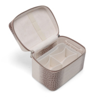 Sac de toilette en PU effet crocodile, boîte à cosmétiques et bijoux à main, grande capacité, rangement de voyage pour femmes, logo personnalisé