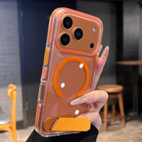 Coque de téléphone magnétique durable transparente avec support invisible et protection intégrale pour iPhone 18 17 16 Pro Max