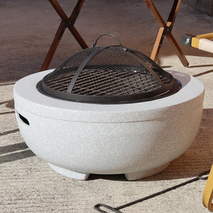 Wooden Fire Pit Magnesiuem Oxide Round Shape Fire Pit <strong>Table</strong> for <strong>Outdoor</strong> Garden Backyard BBQ Indoor <strong>Heating</strong>