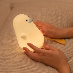 Silicone Cute Duck Night Light Touch Control Dimming LED Night Light 1200mAh Rechargeable Battery Mobile Phone Holder Kids Toy