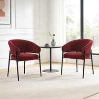 Moderner nordischer Sessel mit geschwungener Rückenlehne, gepolstert mit Samt und schwarzem Metallgestell für Wohnzimmer, Schlafzimmer & Apartment