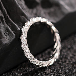 Anillo de Diamantes Q307, Oro Sólido de 18K, Corte Brillante Redondo, Color G Natural, Estilo Clásico para Boda de Mujer - Product Image 2