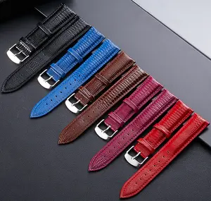 Factory Custom Lizard Pattern Artificial Leather Watch Strap Recycled Imitation Leather Watch Band 12 14 16 18 20 22 24mm