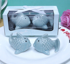 Ywbeyond Spiaggia tema di Nozze di prendere via i regali di <span class=keywords><strong>Ceramica</strong></span> vaso di Spezie Baciare Pesce Sale e Pepe Shaker - Product Image 6