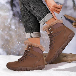 รองเท้าหุ้มข้อหนังวีแกนกันน้ำด้านในทำจากขนสัตว์อุ่นสำหรับฤดูหนาวรองเท้าบูทยางกันตกพื้นหิมะ - Product Image 2