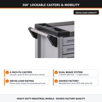 Chariot d'atelier roulant à 7 tiroirs avec verrou centralisé, capacité 300 kg, robuste, personnalisable OEM/ODM/OBM pour garage et atelier - Vente en gros