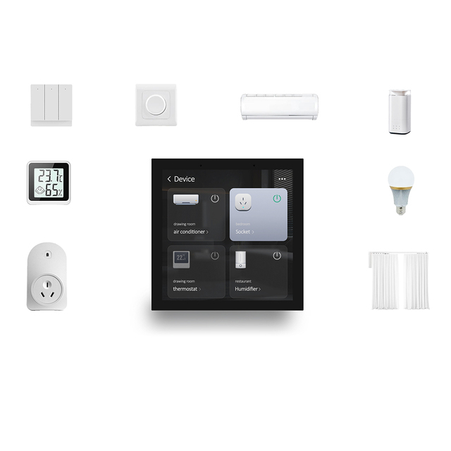 Beca OEM Fast Customization Smart Color Square 4 Inch Screen HVAC Solutions Built-in Thermostat Zigbee Gateway Hospital Energy