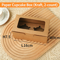 Boîte à cupcakes écologique avec fenêtre transparente en relief pour commandes à emporter, pâtisseries faites maison, cadeaux et emballages de pâtisserie