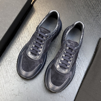 Sneakers de luxe pour hommes en nubuck gaufré effet croco, style Old Money, à lacets, décontractées, pour la course à pied